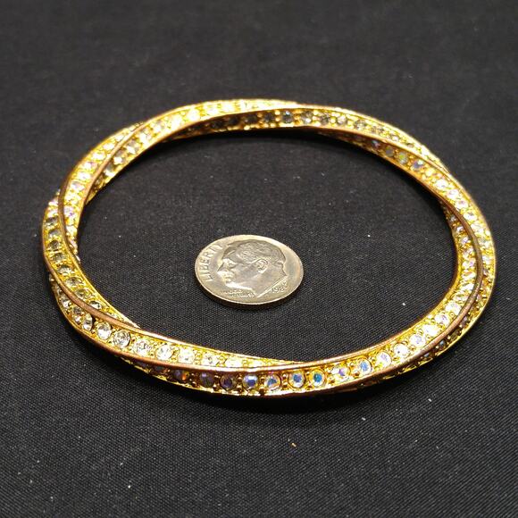 Vintage AB Rhinestone Twisted Bangle Bracelet, 1980s - Picture 10 of 10